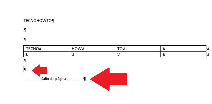 Eliminar espacio bajo una tabla en word