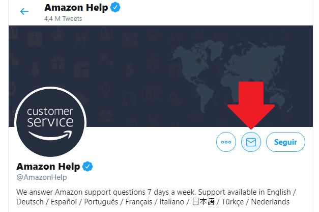 contactar al soporte de amazon por twitter