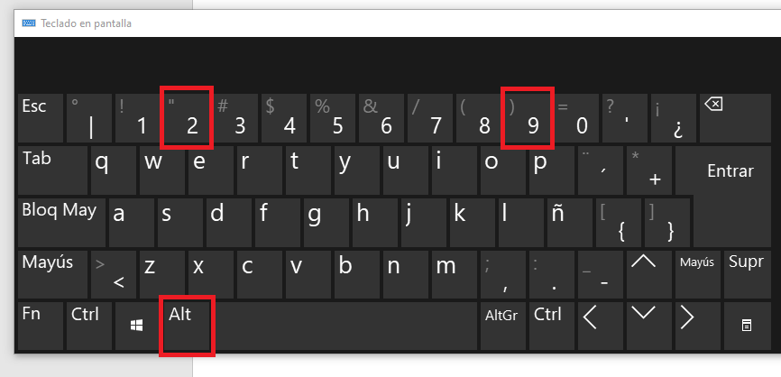 backslash o barra invertida en windows 10