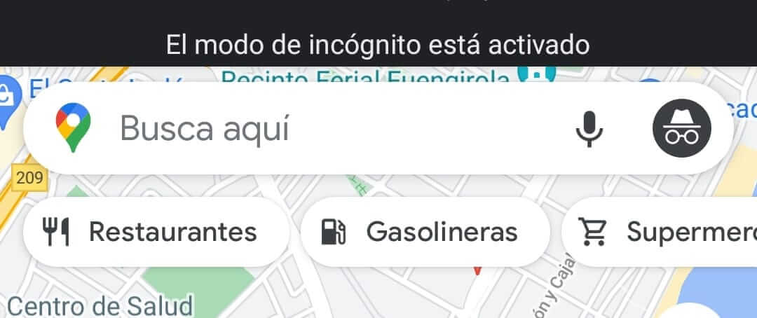 como activar modo incognito en google maps